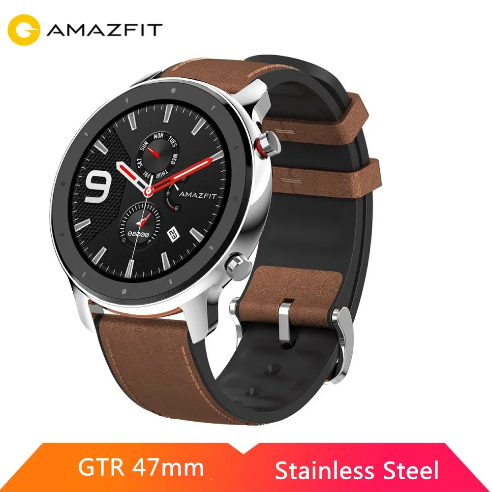 47mm Stainless Steel Huami Amazfit GTR 47 мм 42 мм Смарт часы AMOLED экран 5ATM водонепроницаемый gps ГЛОНАСС 12 спортивных режимов для Android iOS - Цвет: 47mm Stainless Steel