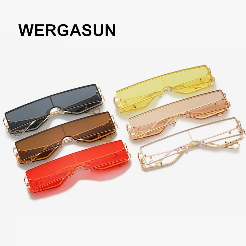 

WERGASUN Fashion Brand Designer Sunglasses Women Rectangle Sun Glasses Ladies Vintage metal framework Eyewear Shades