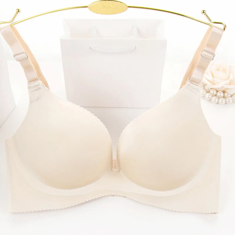 Однотонный бюстгальтер пуш ап с гладкой поверхностью удобный бесшовный