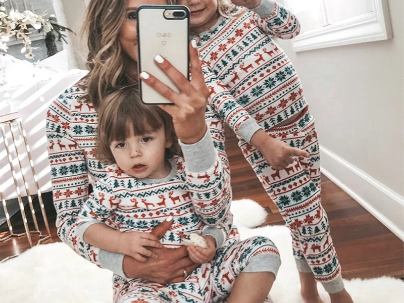 Conjunto de pijamas a juego para madre, padre y ni&ntilde;os, ropa de dormir de aspecto familiar, peleles para beb&eacute; y Ni&ntilde;a-5