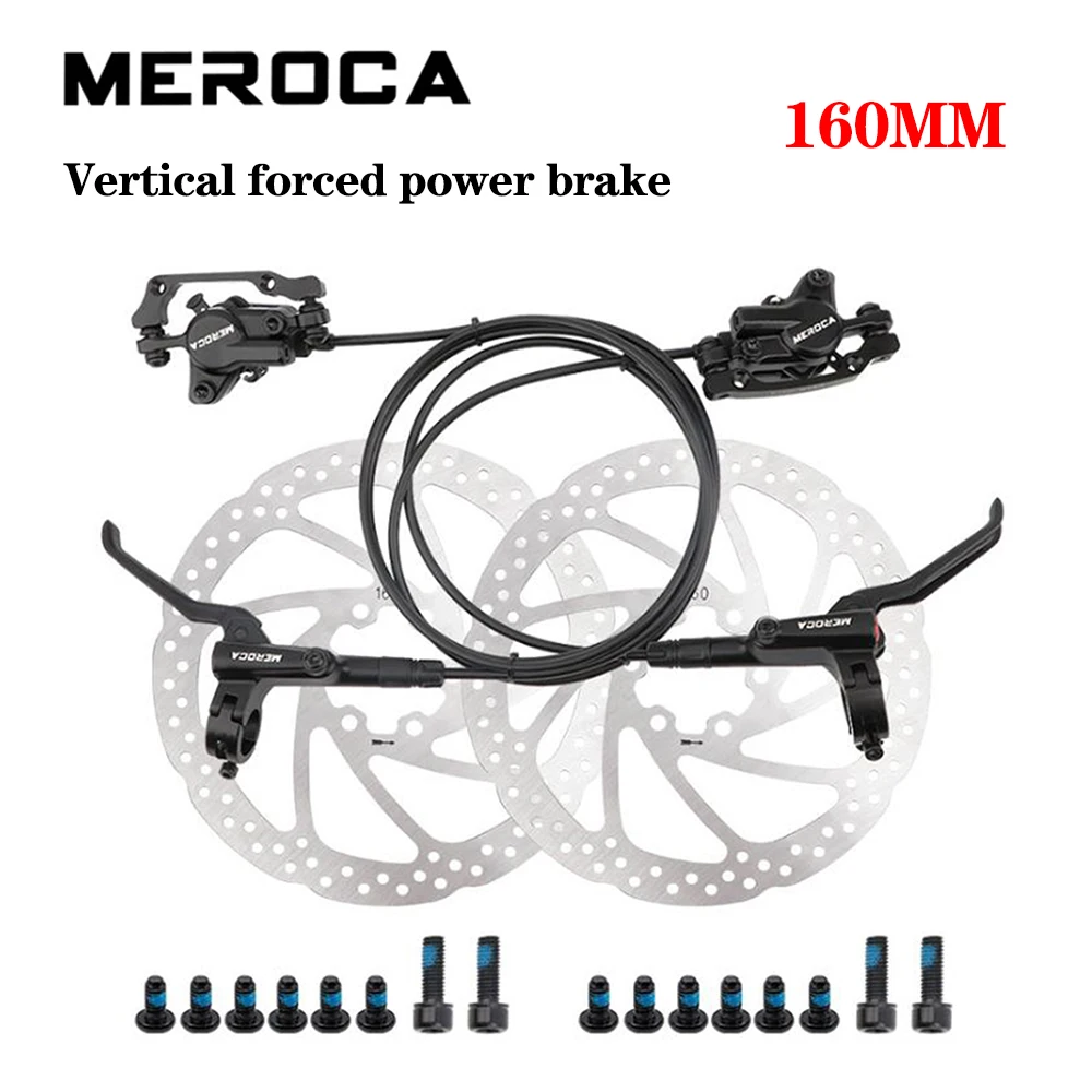 MEROCA MTB Hydraulic Brake High Quality Mineral Oil Mountain Bike Disc Brake, Bilateral Enhanced Braking Force,160mm Suitable