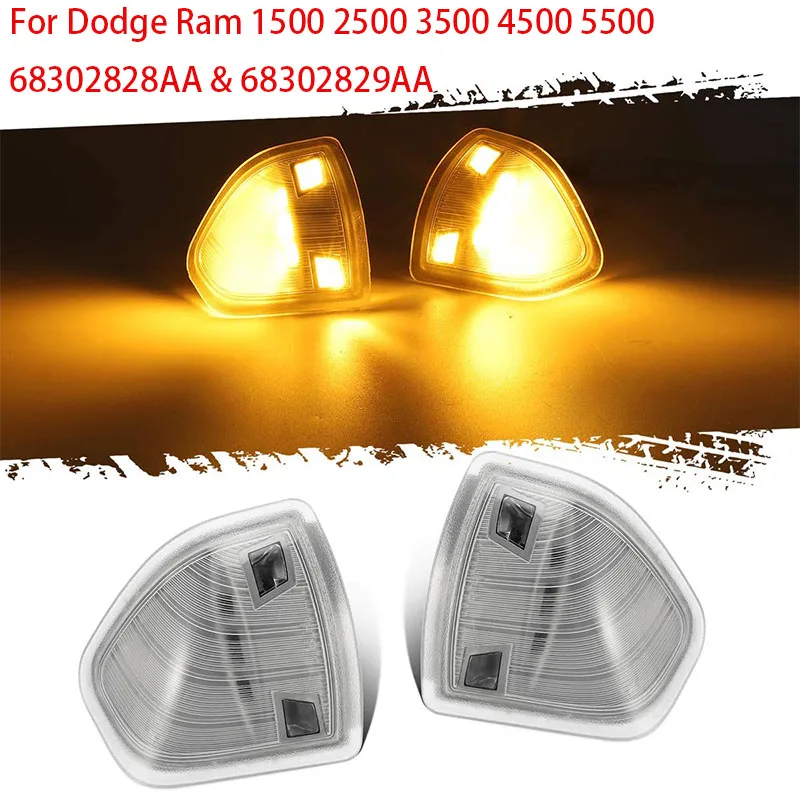 

68302828AA 68302829AA For Dodge Ram 1500 2500 3500 4500 5500 Car LED Outside Rear View Mirror Turn Signal Lamps Cover Lens