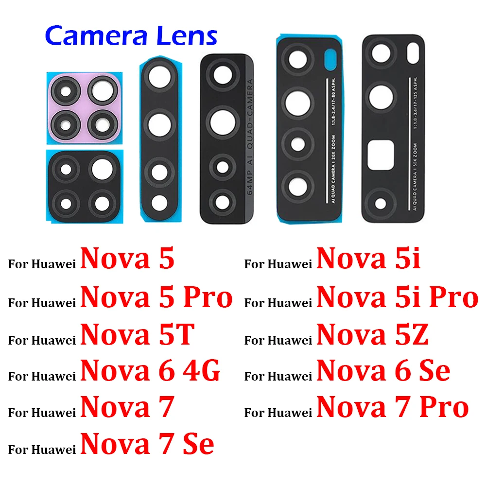 20pcs/lot Rear Back Camera Glass Lens Cover For Huawei Nova 5T 5 5i 5Z 6 Se 7 Pro With Adhesive Sticker | Мобильные телефоны и