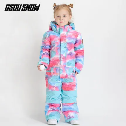 

Winter One Piece Kids Ski Suit Boys Snowboard Suit Girls Skiing Jacket Hooded Windproof Waterproof Breathable Outdoor Sport Wear