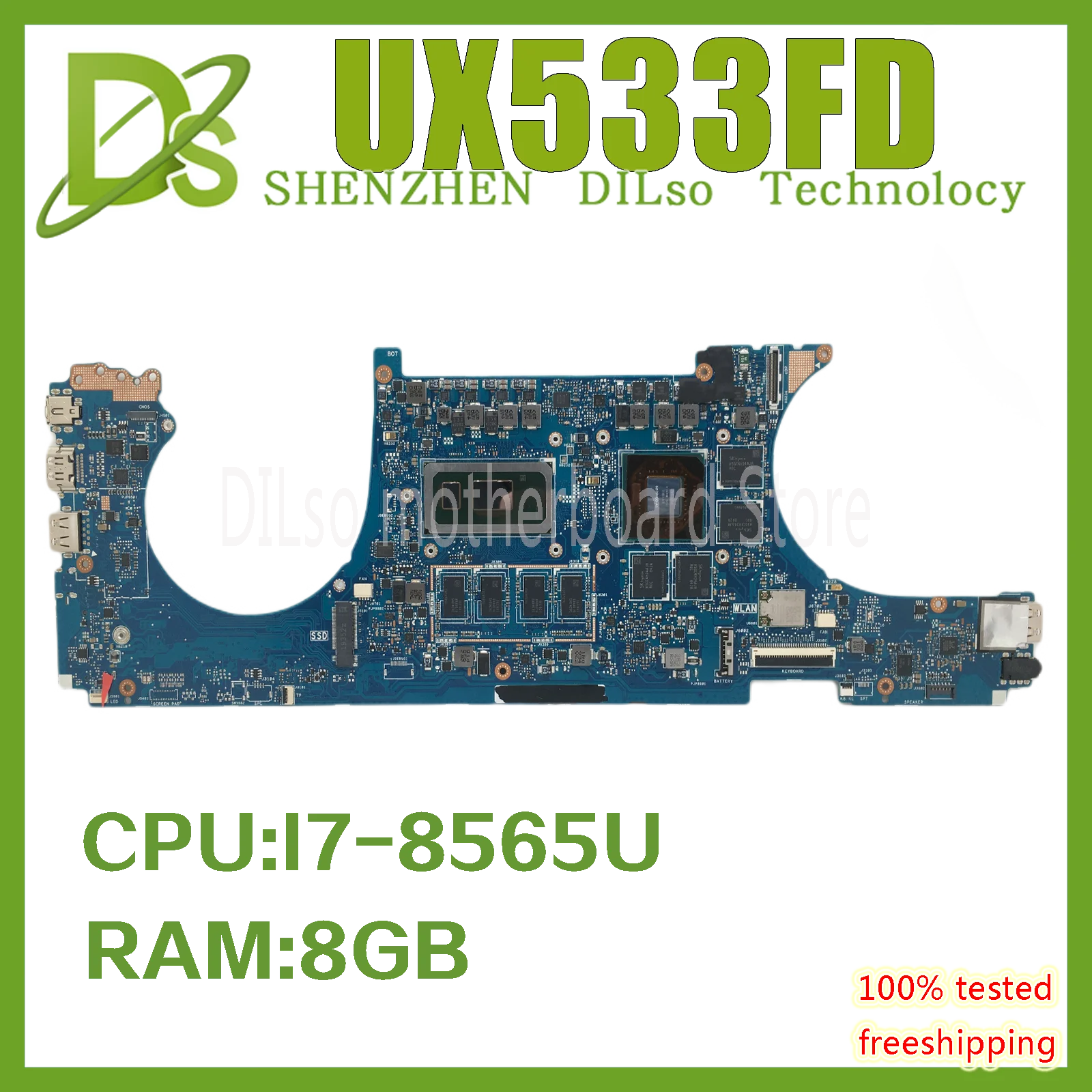 

UX533FD motherboard for ASUS ZenBook15 UX533F UX533FN RX533F original mainboard W/I7-8565U GTX1050 8G-RAM 100% working