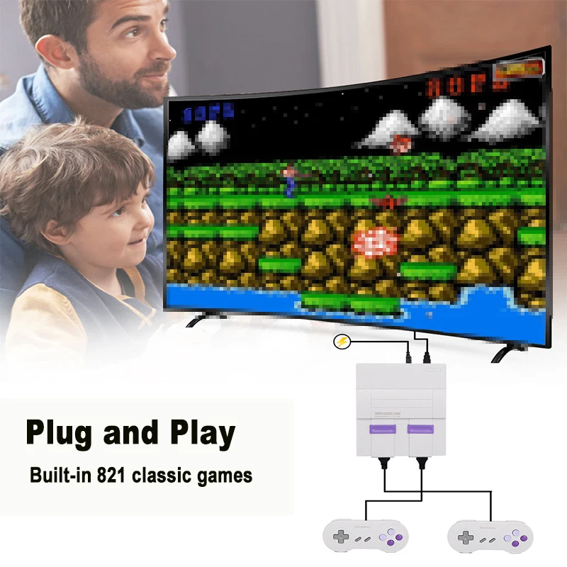 Ретро Мини ТВ игровая консоль 8 бит 821 игр HD TV Out портативный игровой плеер двойной