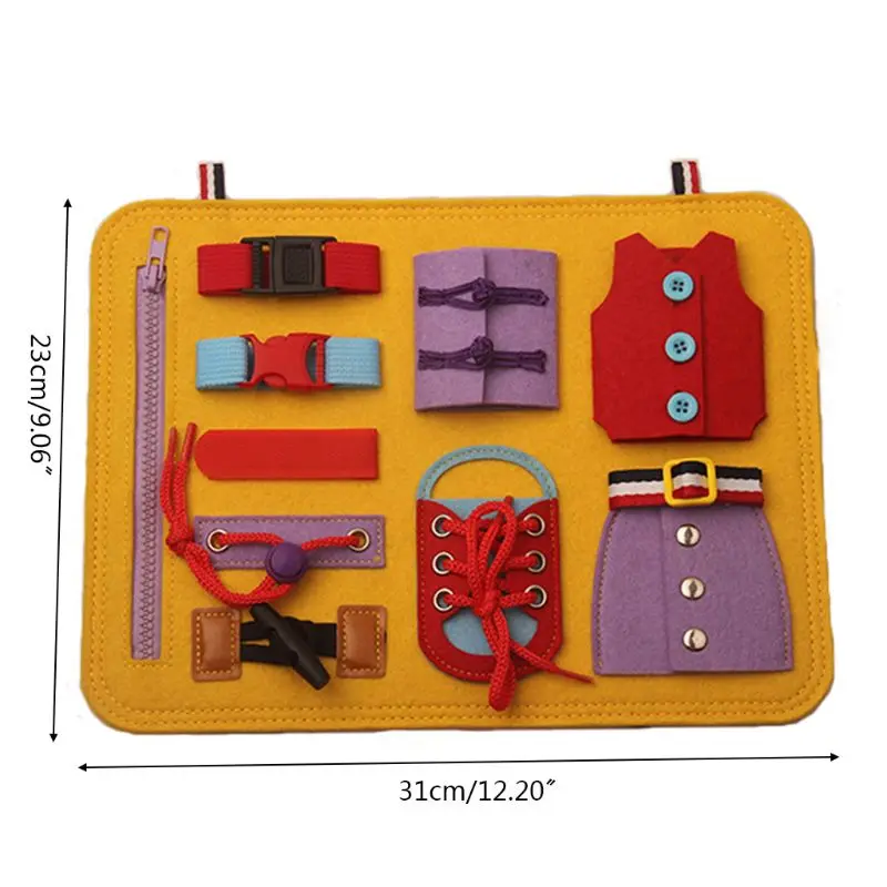 

Baby Montessori Basic Skills Activity Busy Board Educational Learning Teaching Tie Shoe Laces Button Zipper Aids Toys