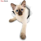 Наклейка Three Ratels 3d Cat s, сиамский котенок для автомобиля, багажа, ноутбука, холодильника, стиральной машины, наклейка из ПВХ, FTC-1039