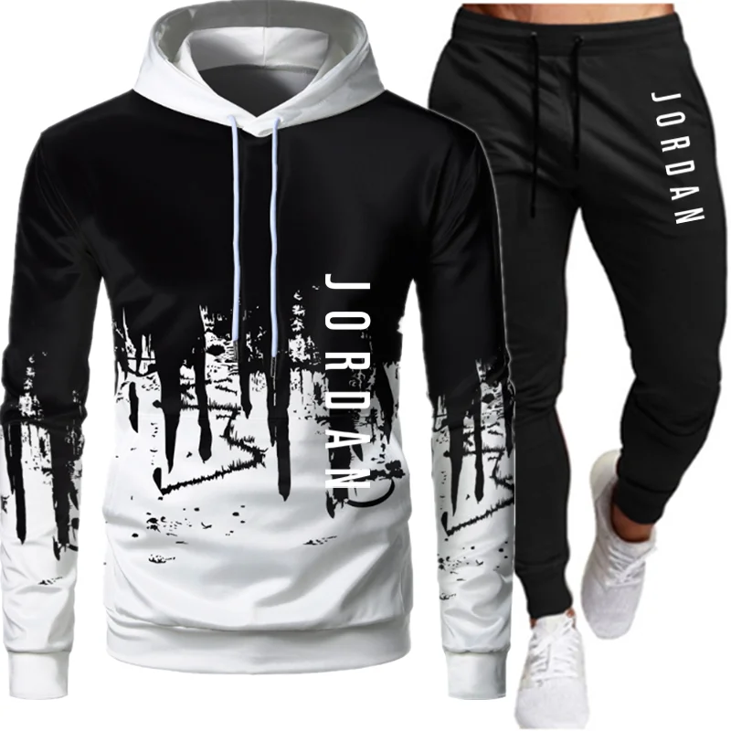 

Winter Men's Tracksuit 2 Pieces Set Hoodies+Pants Sport Suits for Men Sweatshirt Zipper Hoodies Men's Clothing Sets Sportswear