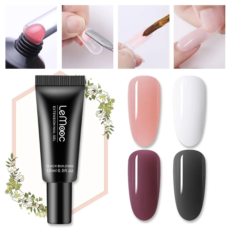 LEMOOC 15ml Nail Acryl Gel UV LED Quick Building Polish Soak Off Art Extend Builder Extension Tools | Красота и здоровье