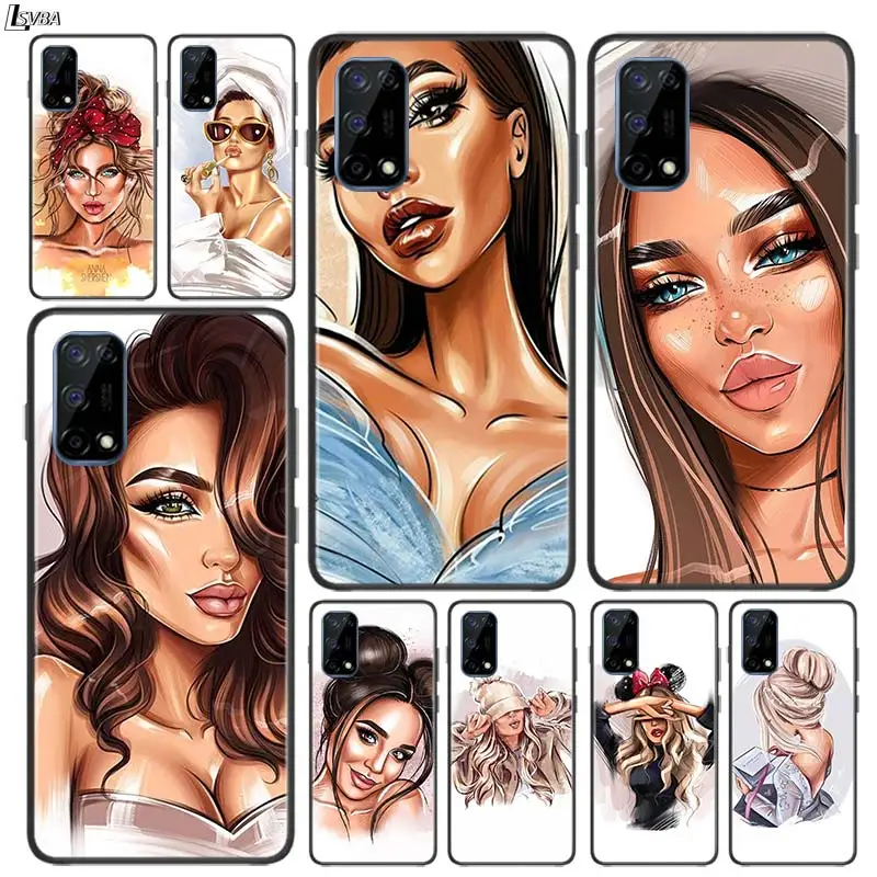 

Fashion City Girl for OPPO Realme V15 X5 X3 X50 X7 V5 C21 C17 C11 C3 C2 7 7i 6 6S 6i 5 3 2 Pro Soft Black Phone Case
