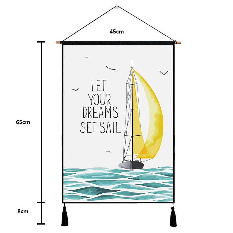 Парусник рыбные узоры гобелен Висячие Настенные хлопчатобумажные ткани