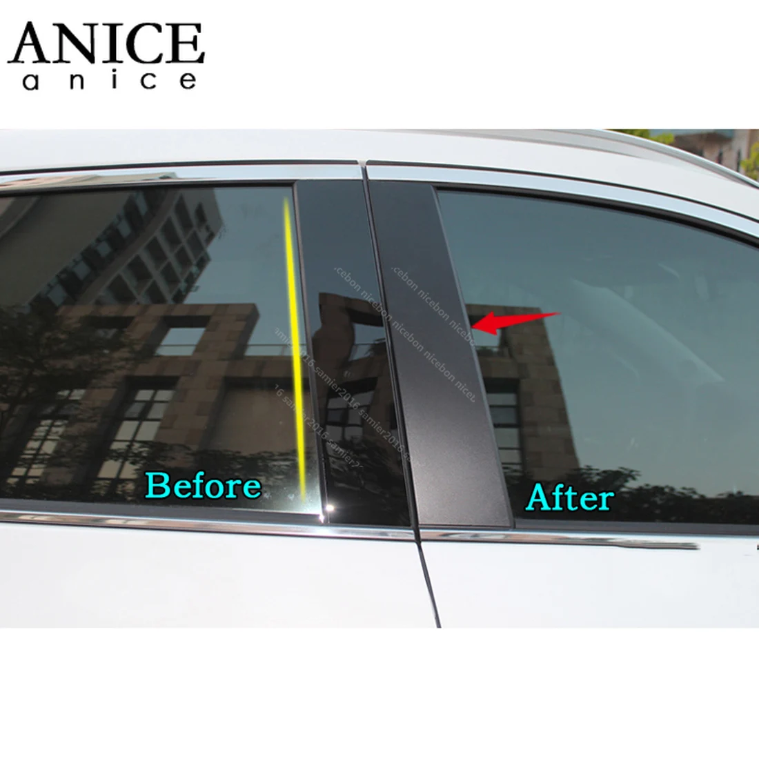 

for Toyota RAV4 2013-2018 8pcs PVC Mirror Effect Window Center Pillar Cover