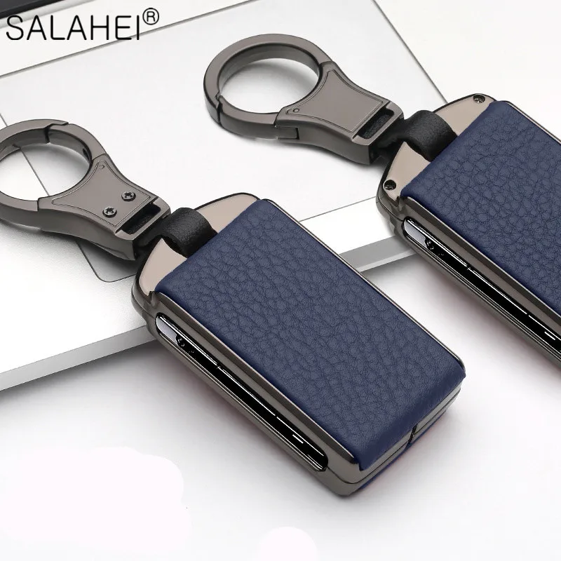 

New Zinc Alloy Leather Car Key Case Bag Protection For Volvo XC40 XC60 S90 XC90 V90 2017 2018 T5T6 T8 2015 2016 Auto Accessories