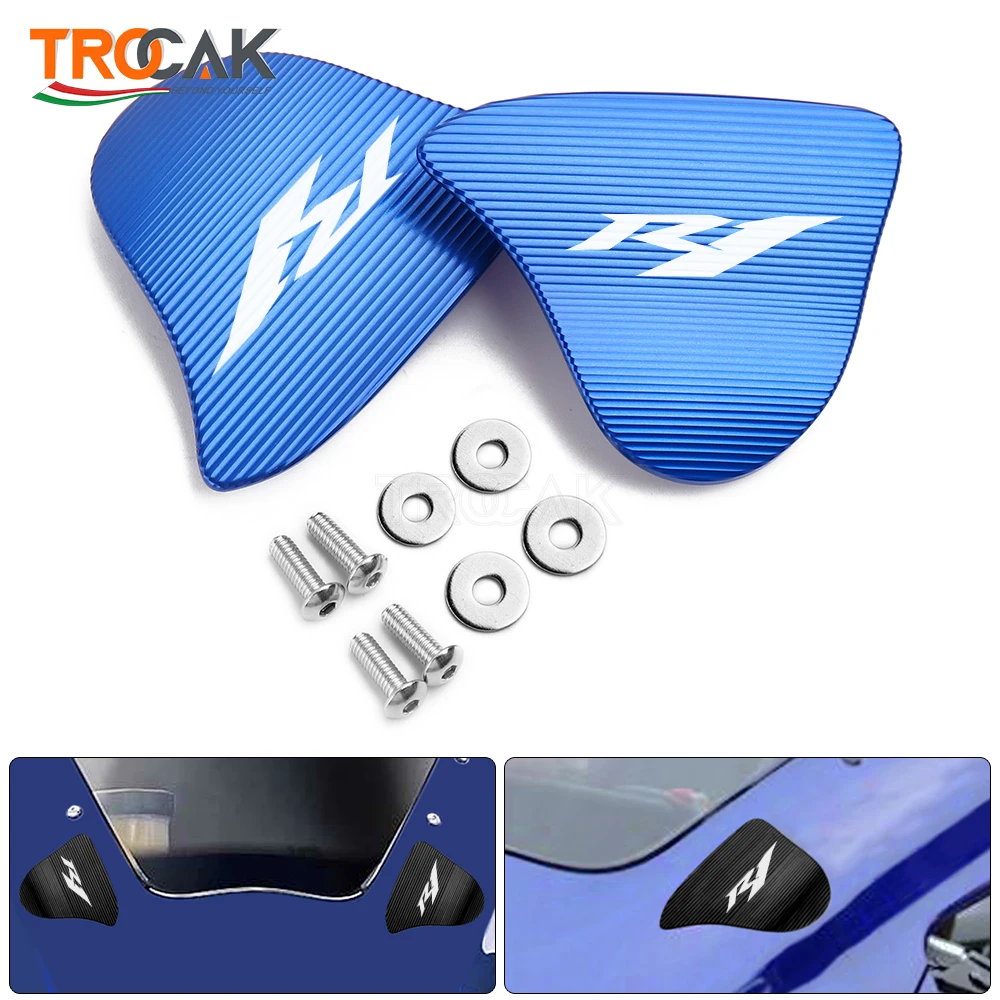 

NEW LOGO R1 Motorcycle CNC Mirror Hole Cover Windscreen Driven Mirror Eliminators Cap For YAMAHA YZF R1 YZFR1 R1 2020