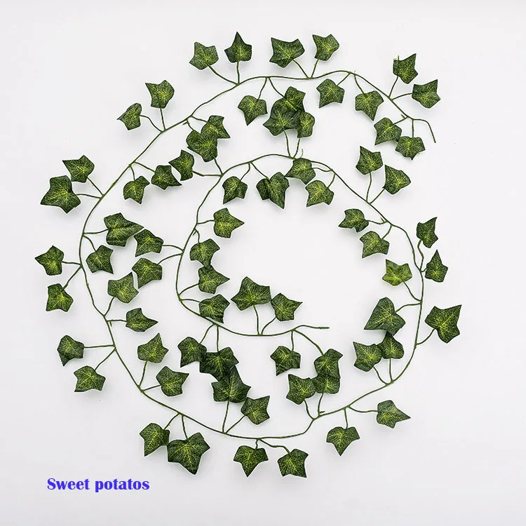 205cm green silk artificial hanging leaf garland 6 12pcs of plants vine leaves for home wedding party bathroom garden decoration free global shipping