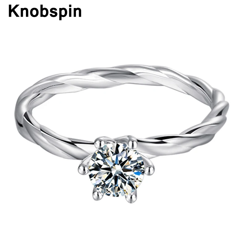 

Knobspin Fahion 100% 925 Sterling Silver Real 0.5 Carat D Color Moissanite Wedding Rings For Women Fine Jewelry Wholesale