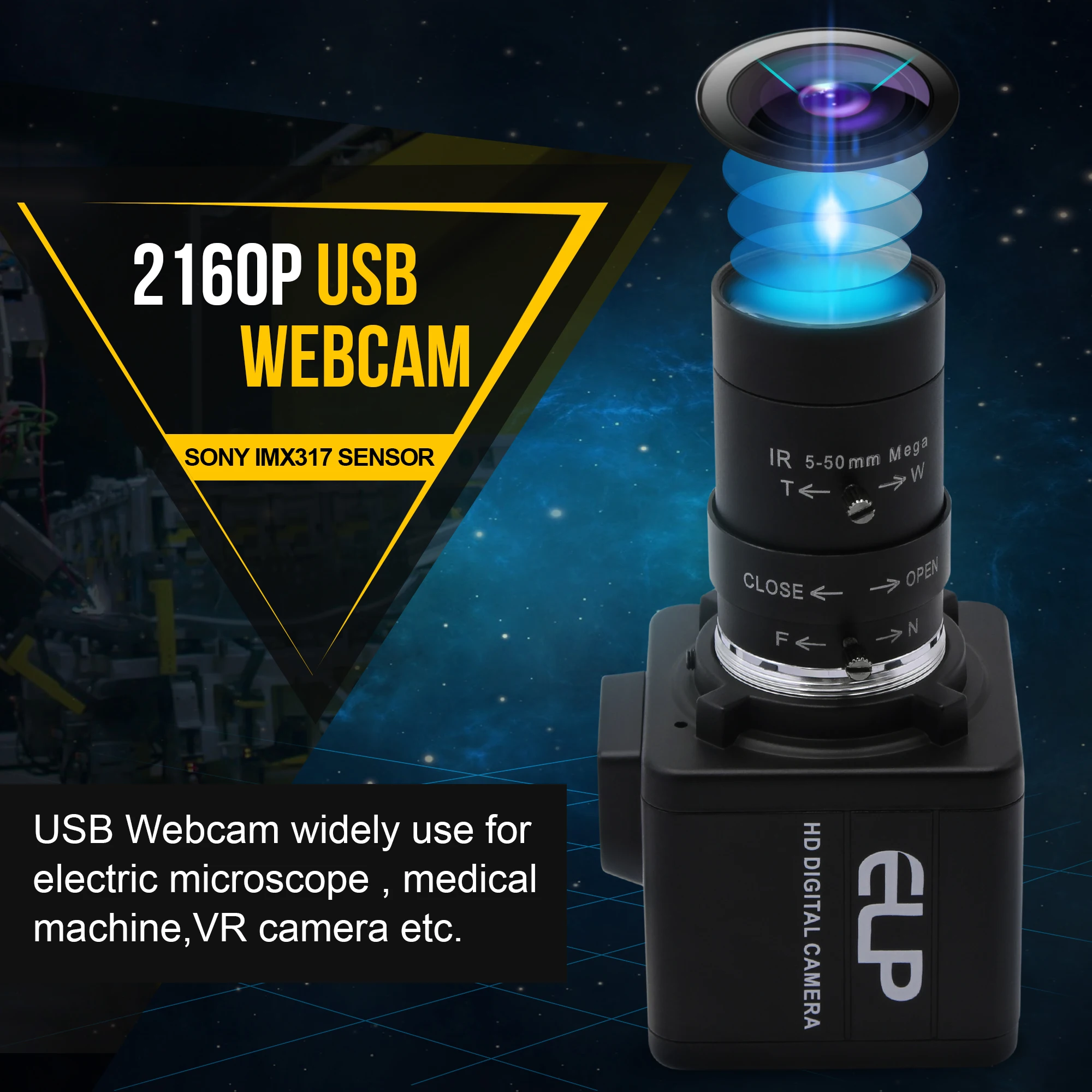4K USB камера 3840x2160 30fps Sony IMX317 сенсор ручной зум вариофокальная 8 Мп веб видеокамера