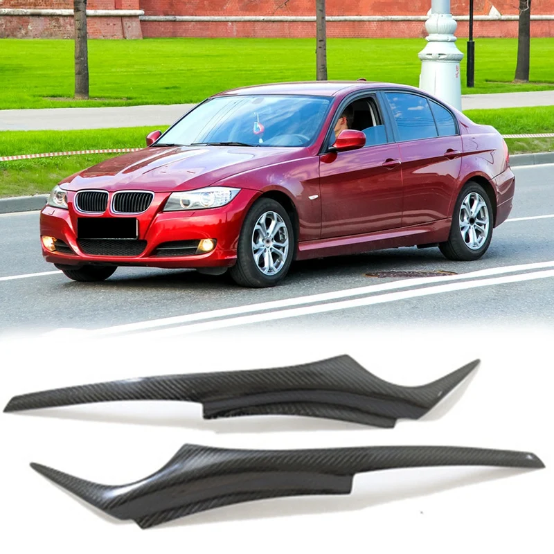 

Carbon Fiber Car Headlight head light lamp Eyebrow Sticker Decoration Cover Trim for BMW 3-Series E90 07-12