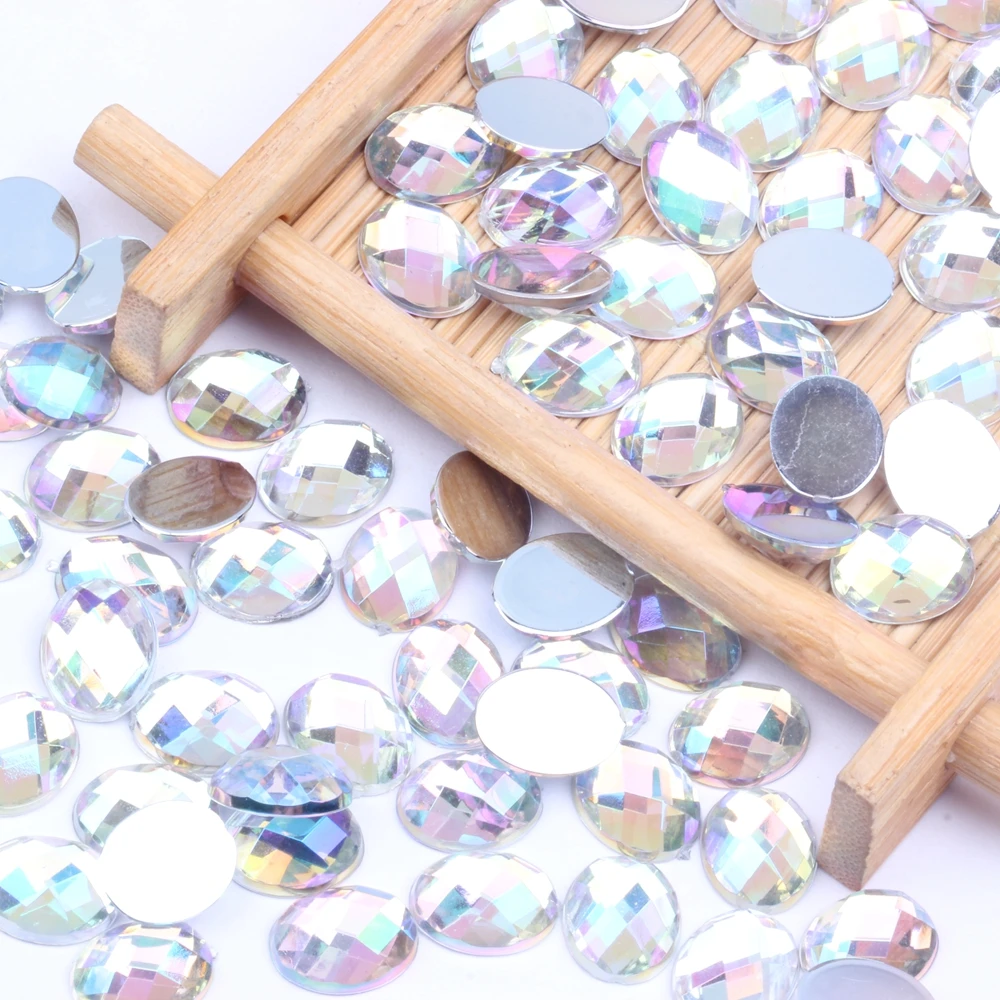 

8x10mm 500/2000pcs Oval Shape Earth Face Acrylic Rhinestones Flatback AB Colors Glue On Beads Clothing Gems Jewelry Nails Art