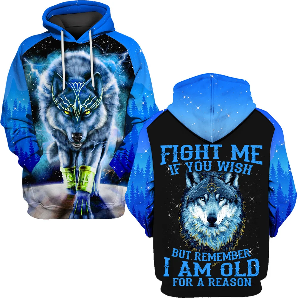

3D Hoodie casual menswear custom sweater 3D printed hoodies Wolf streetwear moletom masculino cosplay sweatshirts men