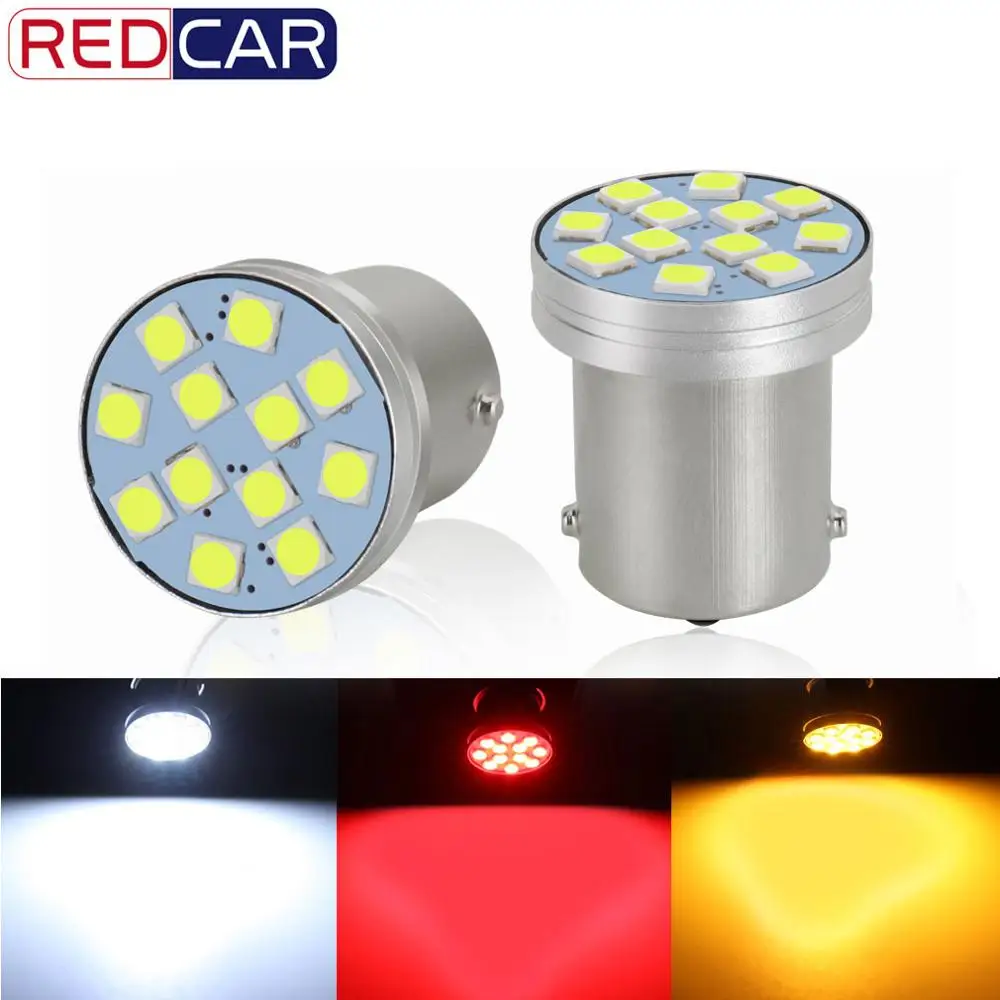 2 шт. 1156 1157 BA15D BA15S BAY15D BAU15S светодиодные лампы 12SMD 3030 чипы P21W P21/5 Вт авто светильник хвост боковой индикатор лампы, сигнализирующий фонарь