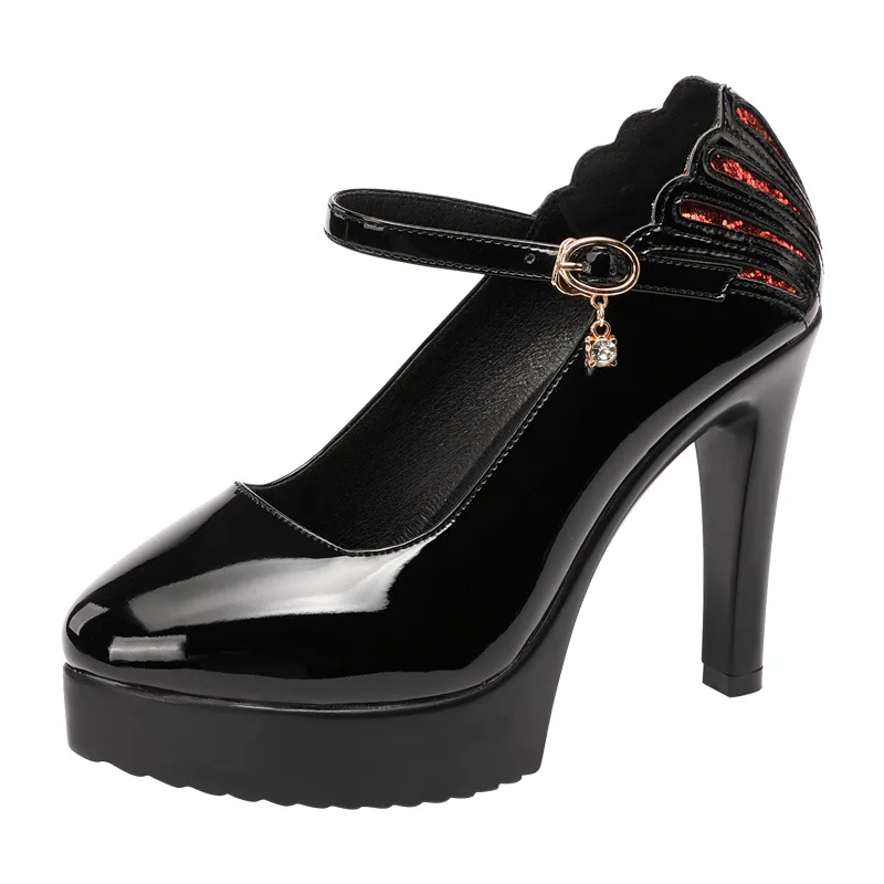 

Small Plus Size 32-43 Back Stripe Thin High Heels Shoes Women's Platform Pumps 2022 Spring Ankle Buckle Office Work Shoes