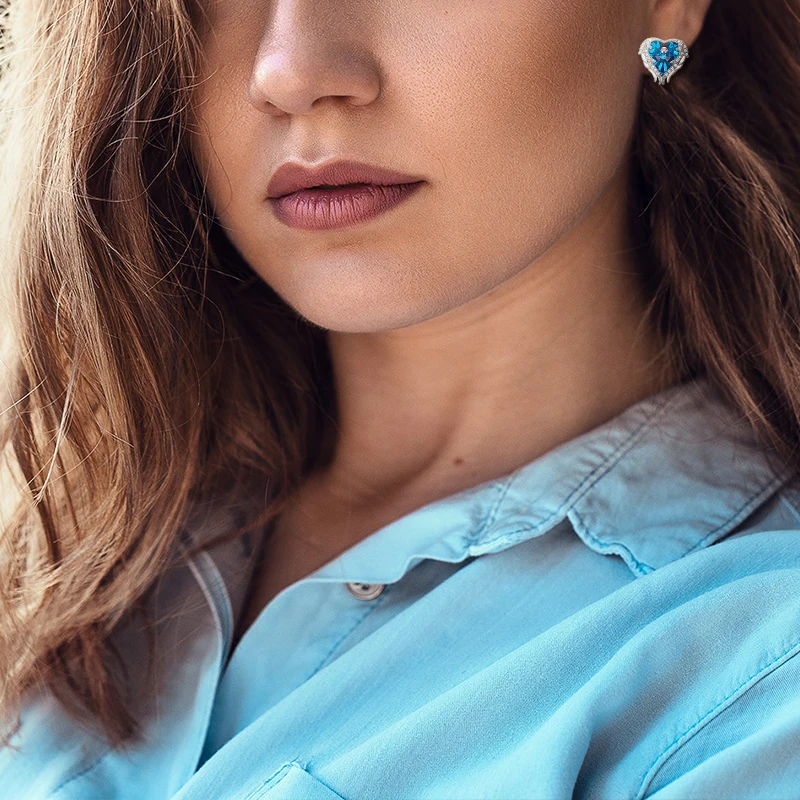 Женские серьги-гвоздики в виде крыльев Cdyle Angel украшенные кристаллами из