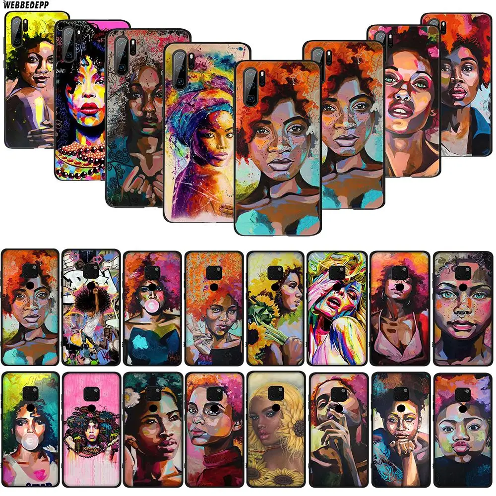 WEBBEDEPP Anette Tjaerby Gal Afro Hair Pop Art TPU чехол для huawei Honor P smart Z Plus P20Lite mate 30 Lite view 20 9x Pro|Бамперы|