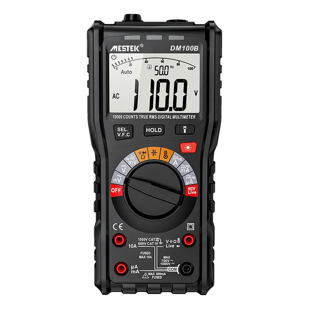 

DM100B LCD Screen Digital Intelligent Multimeter with Backlight Flashilight Function Ture RMS NCV LIVE Direct Current AC Voltage