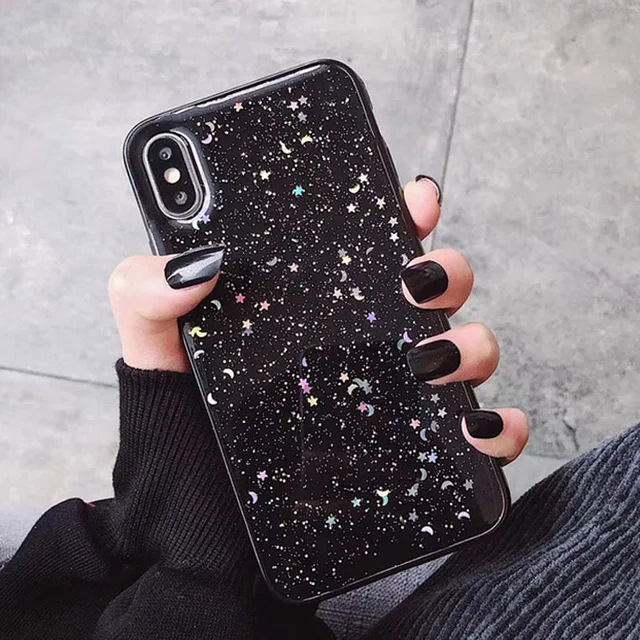 Lovebay чехол для телефона для iPhone 11, 6, 6 S, 7, 8 Plus, X, XR, XS, 11Pro, Max, гальваническое покрытие, звездная волна, прозрачный мягкий ТПУ чехол для iPhone X - Цвет: AC4098B