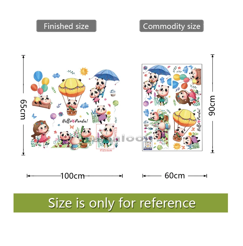 

Cartoon panda balloon wall sticker children's room porch bed cupboard dormitory background decoration