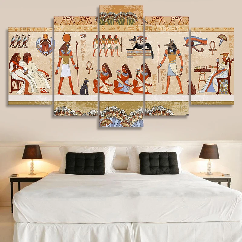 

HD Printed 5 Piece Canvas Art Paintings Wall Egyptian Pictures Modular Ancient Dynasty Poster Home Decor