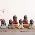 Маленькие статуи монаха Будды, разноцветные керамические статуи фиолетового песка для дома, клуба, чайного дома, геомантическое украшение, статуэтки, чай, питомец