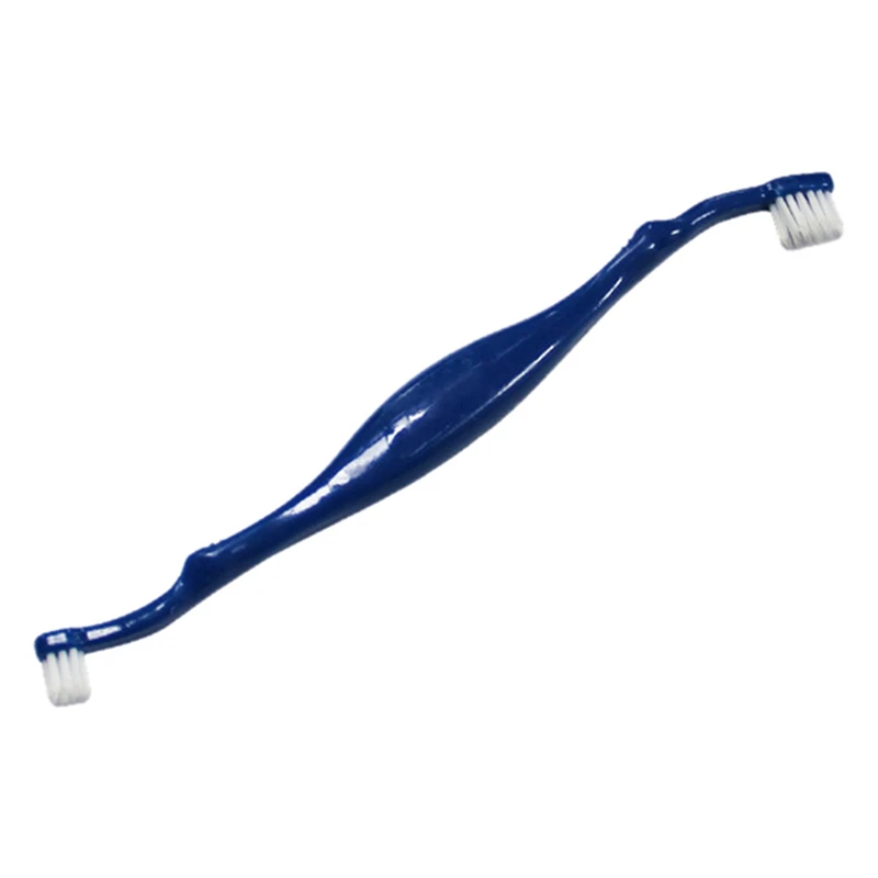 Зубная щетка для домашних животных пластиковая синяя двусторонняя (один большой