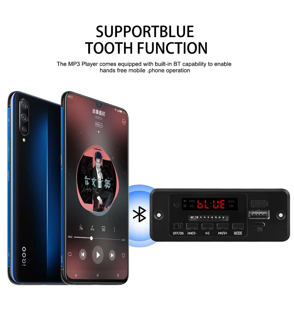 AIYIMA Bluetooth 5,0 без потерь аудио декодер MP3 музыкальный плеер APE AUX USB FM DIY усилитель звука с переключателем MICRO вход 9-12 В