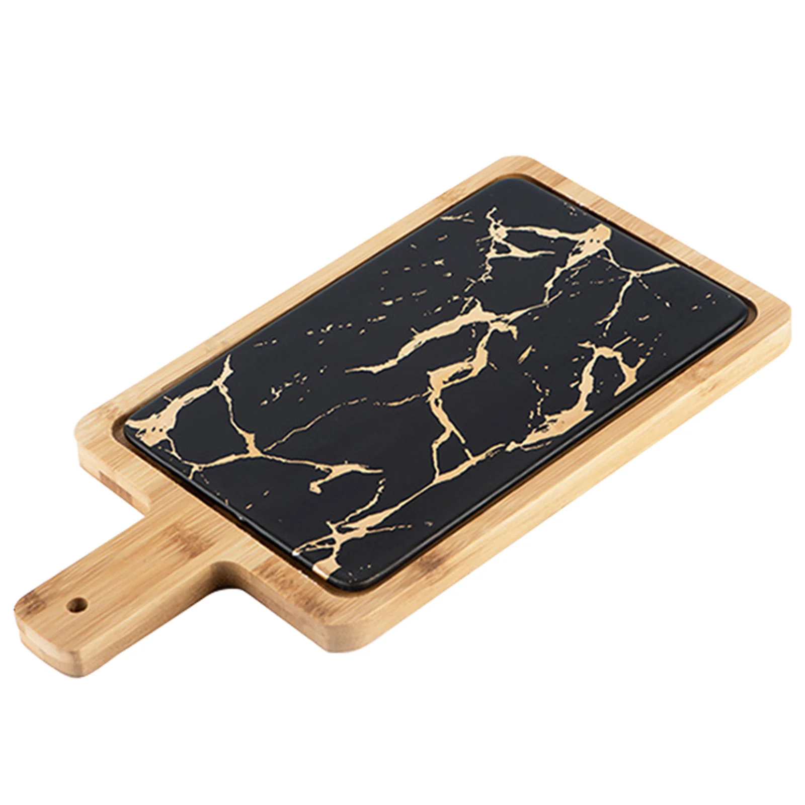 Скандинавская мраморная тарелка для стейка керамическая с текстурным принтом