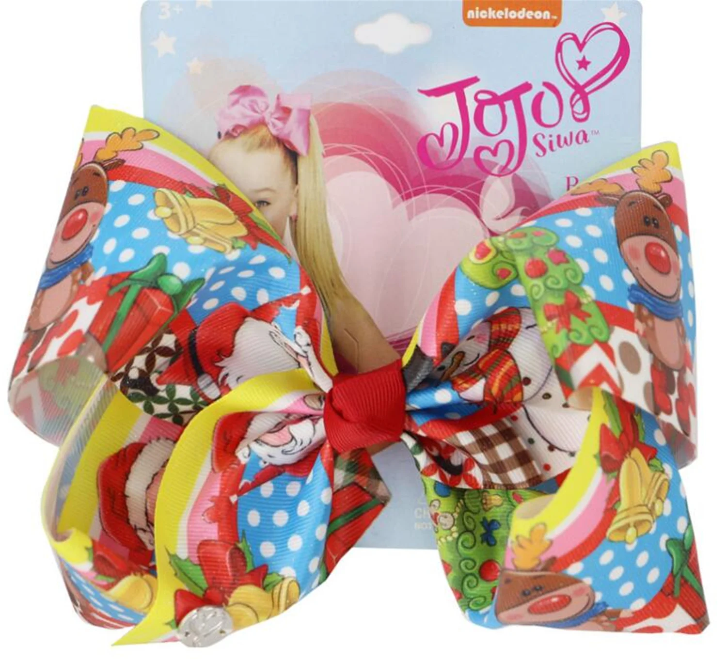 Лось Снежинка бант заколка для волос 8 дюймов Рождественский детская зажим