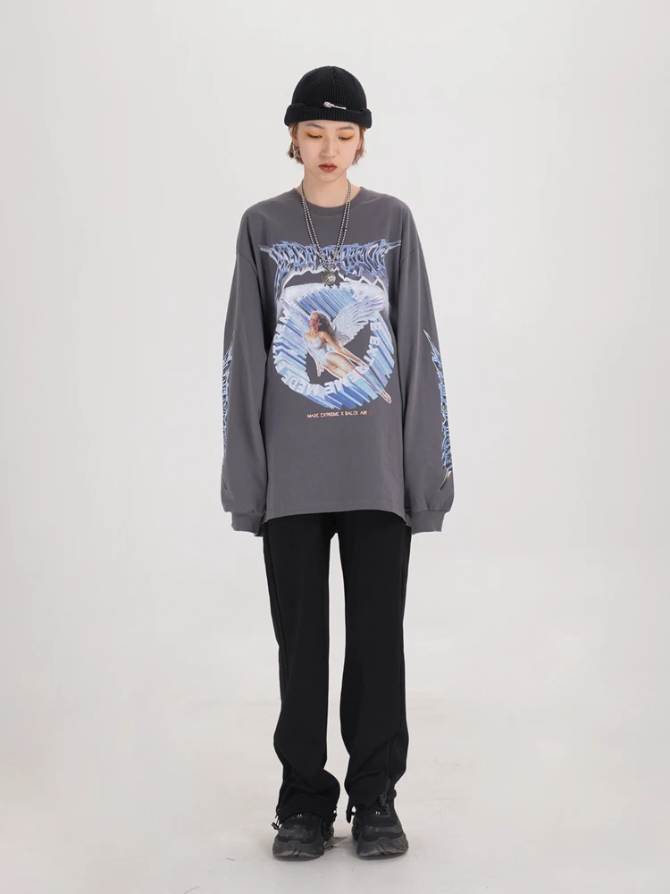 

Vintage Angel Sweatshirt Womens 2021 Cotton Oversize Hip Hop Pullover Sweatshirt Female Harajuku Hoodie Long Sleeve Tops