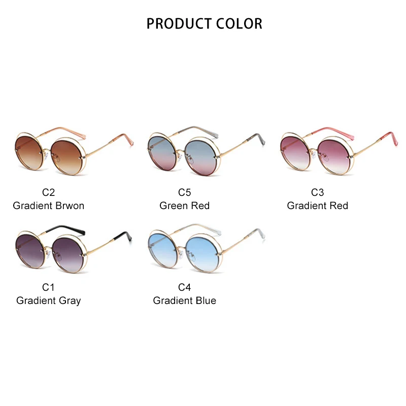 

ROYAL GIRL Fashion Round Punk Sunglasses Women Vintage Brand Design Sun Glasses Female Alloy Frame Gradient Eyewear UV400 Ss742