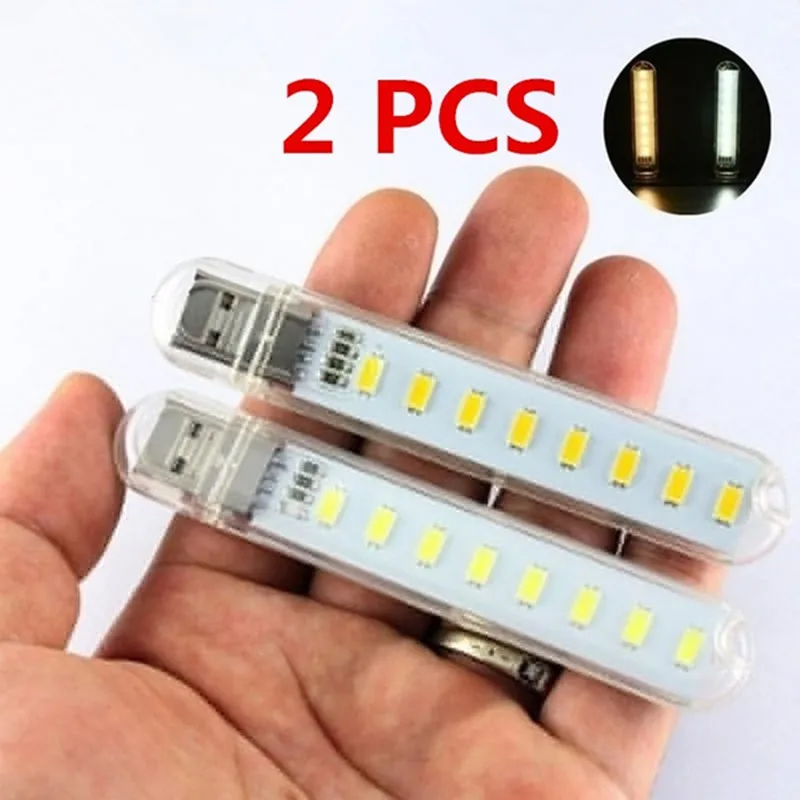 1/2PCS 8 LED Mini Portable USB Lamp DC 5V Camping Lighting for PC Laptop Mobile Power Bank Gadget | Лампы и освещение