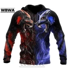 Толстовка унисекс с 3D-принтом волка, роскошный свитшот, повседневный пуловер, спортивный костюм, красный и синий цвета, KL270