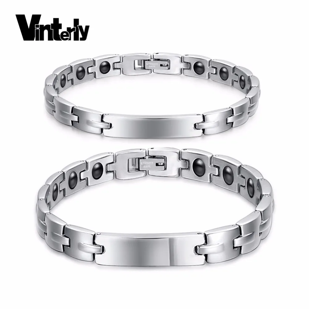 Мужской браслет из нержавеющей стали с гравировкой на цепочке|magnetic bracelet|id