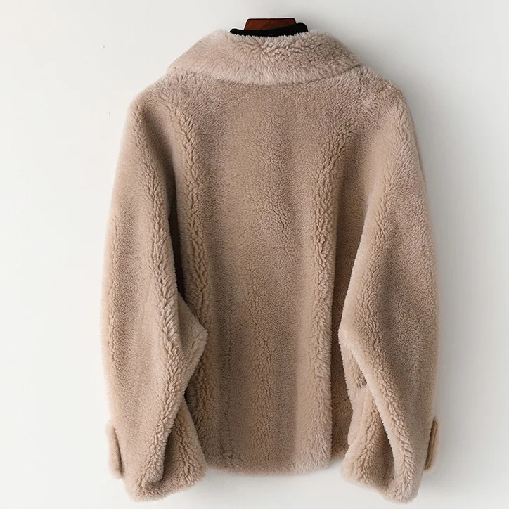 Женская зимняя шуба из натуральной овечьей шерсти 2019 женская замшевая кожаная