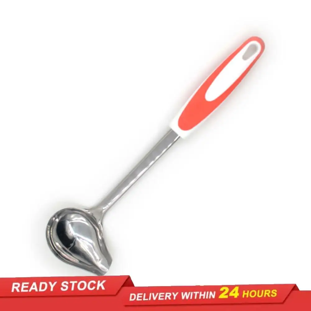 

Polished oiling spoon Stainless steel non-slip crooked spout spoon drenching juice side spout soup spoon Kitchen cooking tool