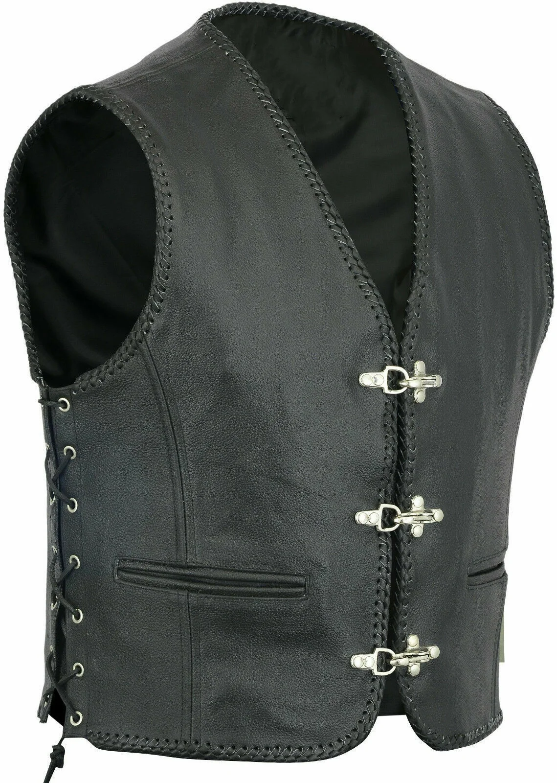 

Mens Leather Vest Cowl Motorcycle Biker Leather Vest Club Vest Chopper Vest