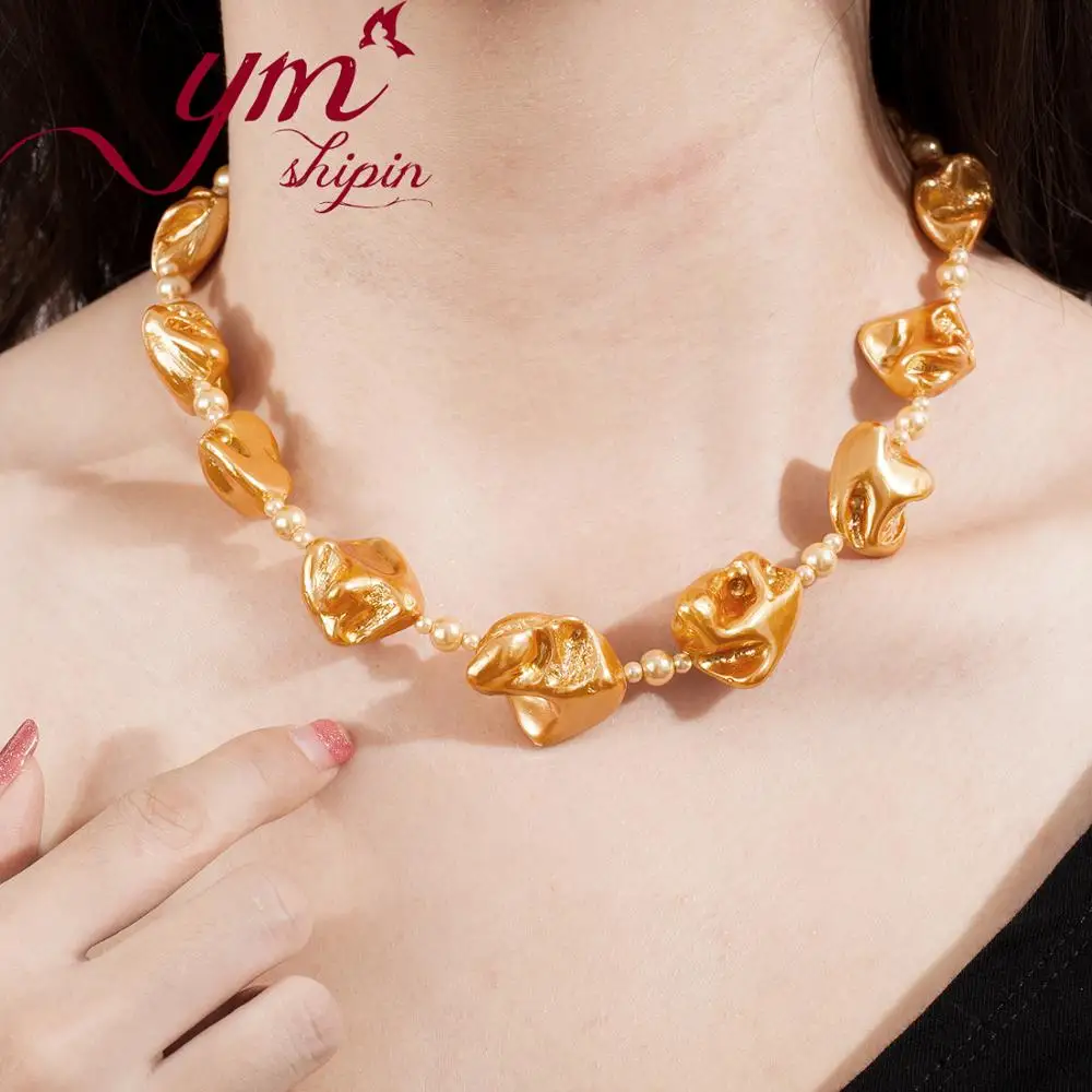 

Fashion Jewelry Chokers Necklaces For Women Handmade Strand Necklaces Jewelry 2019 Trendy Irregular Shell Pearl Necklace Women
