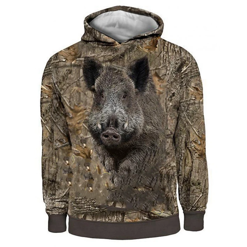 

Camo wild boar hunting long sleeve hooded shirts 3d print hoodie jungle man woman hunting wild boar tops