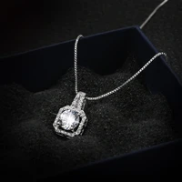 sterling silver s925 diamonds necklaces pendants for women christmas square silver wedding necklaces officecareer fine jewelry