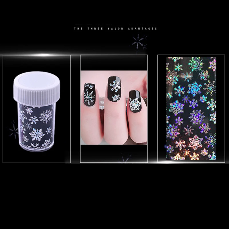 

120cm*4cm Christmas Snowflake Holographic Nail Foils Nail Art Transfer Sticker Paper Decorations
